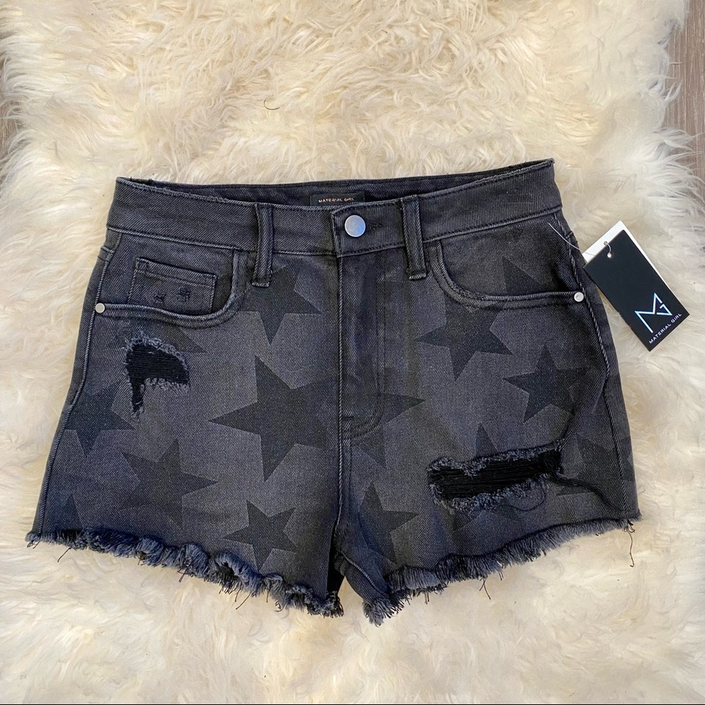 Material Girl Black Denim Stars Jean Shorts Size 3 Fourth of July USA